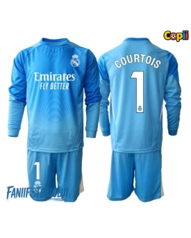 Real Madrid Thibaut Courtois #1 Portarii Echipament de Fotbal Replică 2025-26 Copii Acasa Mâneci Lungi (+ Șorturi)